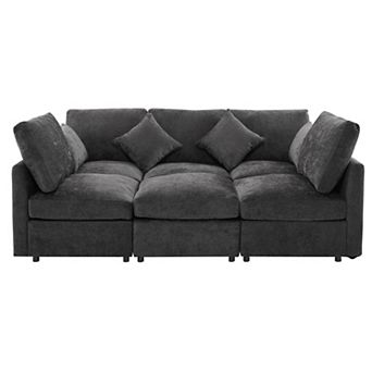 Trikiousd 86.6" Modular Sectional Sofa with Ottoman and USB Ports