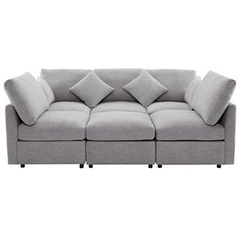Trikiousd 86.6" Modular Sectional Sofa with Ottoman and USB Ports