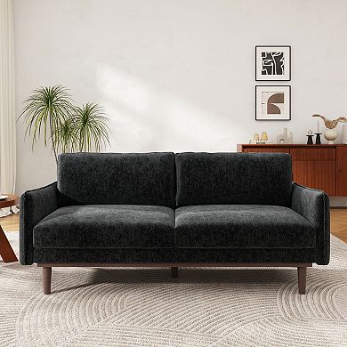 Trikiousd 75.75" Modern Loveseat Sofa with Pocket Springs and Rubber Wood Legs