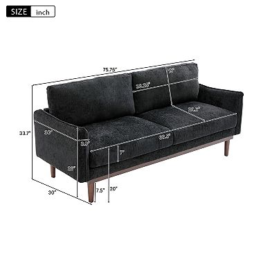 Trikiousd 75.75" Modern Loveseat Sofa with Pocket Springs and Rubber Wood Legs