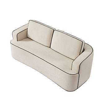 Trikiousd Modern Compact Loveseat Sofa with Rounded Design and Integrated Armrests