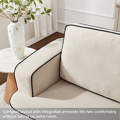 Trikiousd Modern Compact Loveseat Sofa with Rounded Design and Integrated Armrests