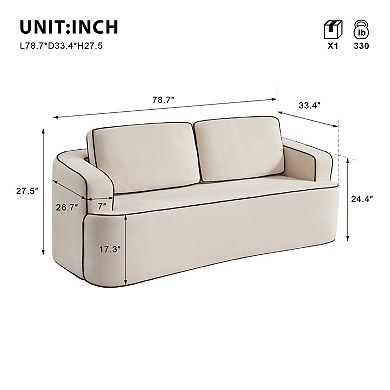 Trikiousd Modern Compact Loveseat Sofa with Rounded Design and Integrated Armrests