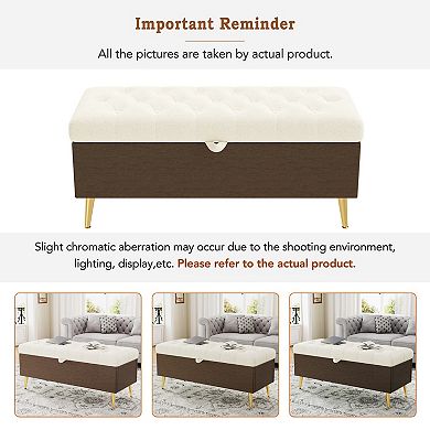 Trikiousd Bouclé Storage Ottoman Bench Tufted Upholstered with Hinged Lid