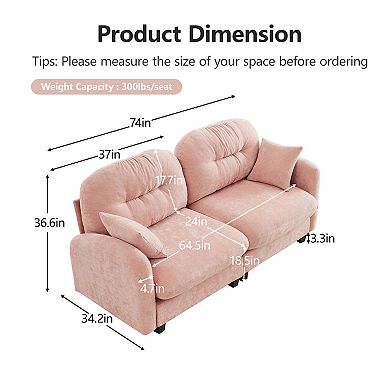 Trikiousd Modular Chenille Sectional Sofa Loveseat with Tufted Backrest