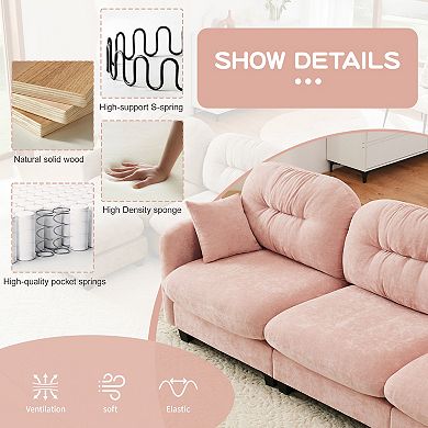 Trikiousd Modular Chenille Sectional Sofa Loveseat with Tufted Backrest