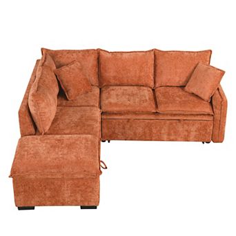 Trikiousd 82.67" L-Shaped Sleeper Sofa with Storage Ottoman and USB Ports