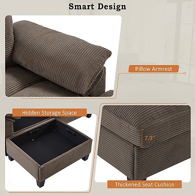 Trikiousd 116.9" U-Shaped Sectional Sofa with Storage Ottomans and USB Ports