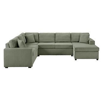Trikiousd 115.3" U-Shaped Sectional Sofa with Chaise and Corduroy Upholstery