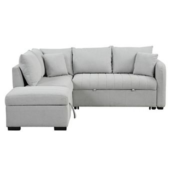 Trikiousd 82.6" L-Shaped Sleeper Sofa with Storage Ottoman and USB Ports