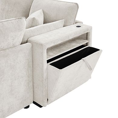 Trikiousd 93.7" Modular Sectional Sofa with Ottoman, Storage Armrests and USB Ports