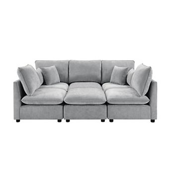 Trikiousd 93.7" Modular Sectional Sofa with Ottoman, Storage Armrests and USB Ports