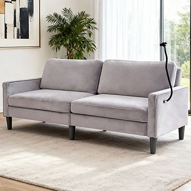 Trikiousd 78" Modern Linen Loveseat Sofa with Spring Cushions and Wood Frame