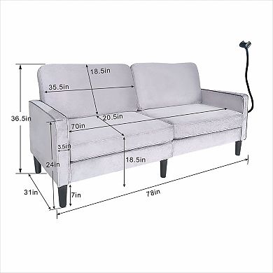 Trikiousd 78" Modern Linen Loveseat Sofa with Spring Cushions and Wood Frame