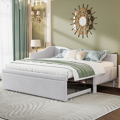 Trikiousd L-Shaped Upholstered Daybed with Pop Up Trundle Twin to King