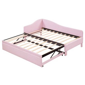 Trikiousd L-Shaped Upholstered Daybed with Pop Up Trundle Twin to King