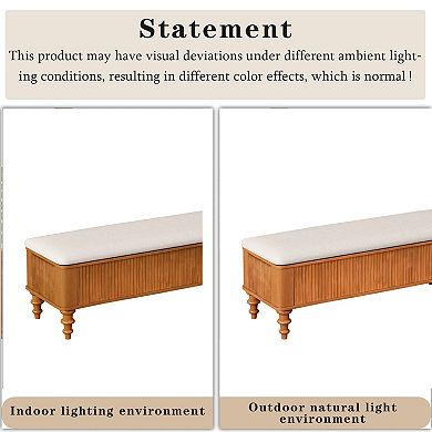 Trikiousd 50" Storage Ottoman Bench with Safety Hinges Linen Upholstered Seat