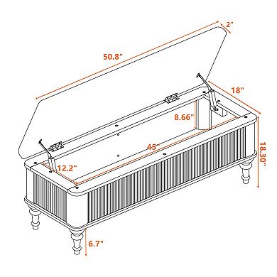 Trikiousd 50" Storage Ottoman Bench with Safety Hinges Linen Upholstered Seat