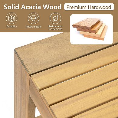 Trikiousd Acacia Wood Patio Sectional Sofa Set