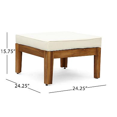 Trikiousd 3-Piece L-Shaped Acacia Wood Patio Sectional Sofa Set with Ottoman and Table