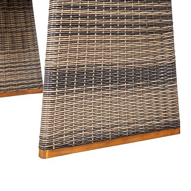 Trikiousd Acacia Wood Patio Dining Table Set with Bench and Rattan Legs