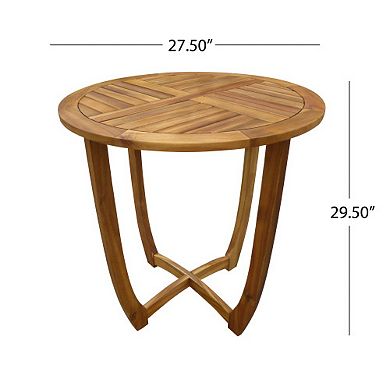 Trikiousd 3-Piece Outdoor Dining Set Acacia Wood Round Table and Wicker Chairs with Cushions