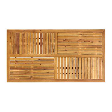 Trikiousd 7-Piece Patio Acacia Wood Dining Set with Cushions Outdoor Table and 6 Chairs