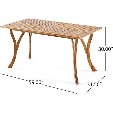 Trikiousd 7-Piece Patio Acacia Wood Dining Set with Cushions Outdoor Table and 6 Chairs