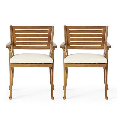 Trikiousd 3-Piece Patio Acacia Wood Dining Set with Cushions Bistro Table and 2 Chairs