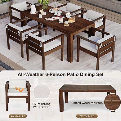 Trikiousd 7-Piece Patio Dining Set for 6 with Table and Cushioned Chairs