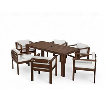Trikiousd 7 pc Patio Dining Set for 6 with Table and Cushioned Chairs