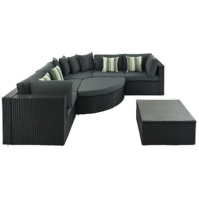 Trikiousd 7-Piece Outdoor Wicker Sectional Sofa Set with Cushions and Table