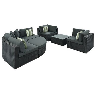 Trikiousd 7-Piece Outdoor Wicker Sectional Sofa Set with Cushions and Table