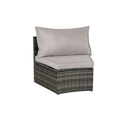 Trikiousd 11-Piece Half Moon Patio Rattan Sofa Set with Glass Coffee Table and Cushions