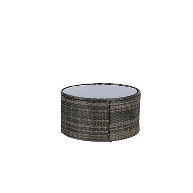 Trikiousd 11-Piece Half Moon Patio Rattan Sofa Set with Glass Coffee Table and Cushions