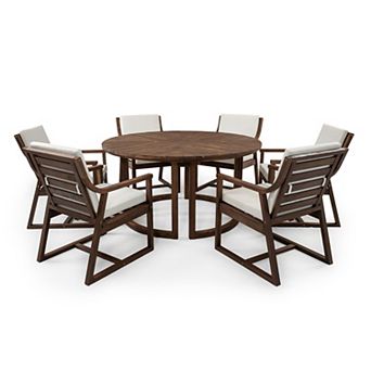 Trikiousd 7 pc Round Patio Dining Set for 6 with Umbrella Hole and Cushions