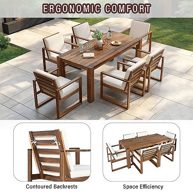 Trikiousd 7-Piece Patio Dining Set with Umbrella Hole and Removable Cushion
