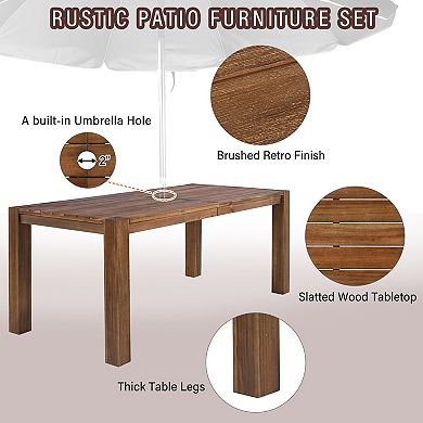 Trikiousd 7-Piece Patio Dining Set with Umbrella Hole and Removable Cushion
