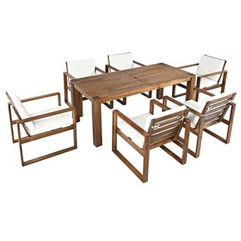 Trikiousd 7 pc Patio Dining Set with Umbrella Hole and Removable Cushion