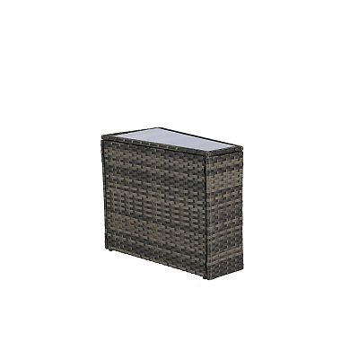 Trikiousd 7-Piece Half Moon Patio Rattan Sofa Set with Glass Coffee Table and Cushions