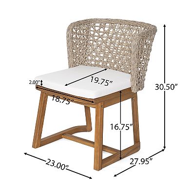 Trikiousd 5-Piece Outdoor Patio Dining Set Acacia Wood Table and Wicker Chairs with Cushions