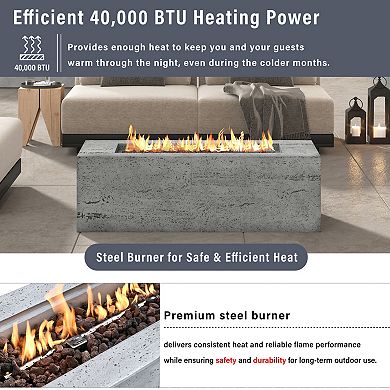 Trikiousd 2-Piece Propane Fire Pit Set 41.9" 40,000 BTU with Tank Cover Table