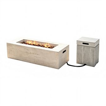 Trikiousd 2 pc Propane Fire Pit Set 41.9" 40,000 BTU with Tank Cover Table