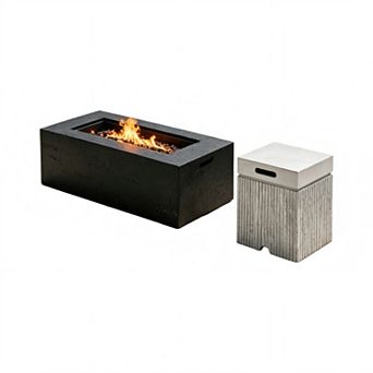 Trikiousd 2 pc Propane Fire Pit Set 41.9" 40,000 BTU with Tank Cover Table