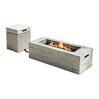 Trikiousd 2 pc Propane Fire Pit Set 41.9" 40,000 BTU with Tank Cover Table