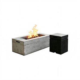 Trikiousd 2 pc Propane Fire Pit Set 41.9" 40,000 BTU with Tank Cover Table