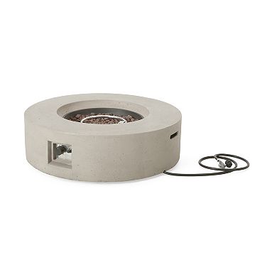 Trikiousd 39" Round Propane Fire Pit Table 50000 BTU Concrete Outdoor Fire Table