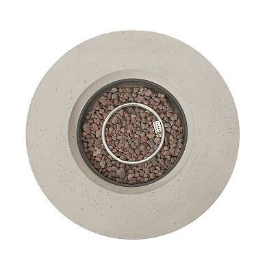 Trikiousd 39" Round Propane Fire Pit Table 50000 BTU Concrete Outdoor Fire Table