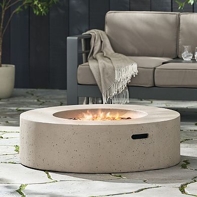 Trikiousd 39" Round Propane Fire Pit Table 50000 BTU Concrete Outdoor Fire Table