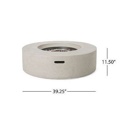 Trikiousd 39" Round Propane Fire Pit Table 50000 BTU Concrete Outdoor Fire Table